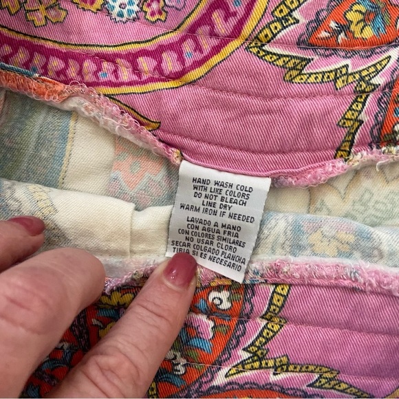 IZOD Paisley Skirt Pinks Green Skater Pleated Size 12 Knee Length Vintage Preppy - Picture 4 of 7